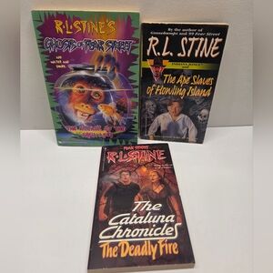 R.L. Stine Lot Of 3: Deadly Fire, Aqua Apes & Ape Slaves Interactive Book